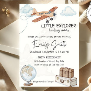 Travel Baby shower Invitation Sjabloon Little Expl Kaart