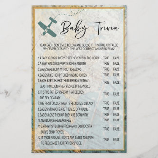 Travel Baby Trivia Baby shower Game