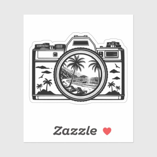 Travel Beach Photography Camera   Sticker (Vel)