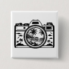 Travel Beach Photography Camera Vierkante Button 5,1 Cm