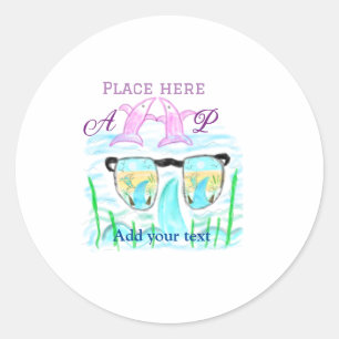 Travel beach zomer voeg naam letter plaats dolfijn ronde sticker