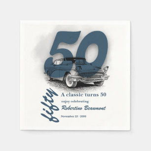 Travel Blue Classic Car wordt 50ste verjaardag Servet