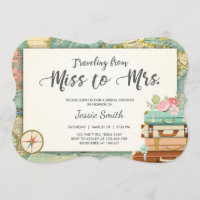 Travel Bridal douche-uitnodiging Miss aan Mrs.