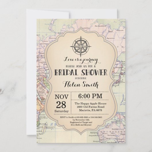 Travel Bridal Shower-uitnodiging Kaart (Voorkant)