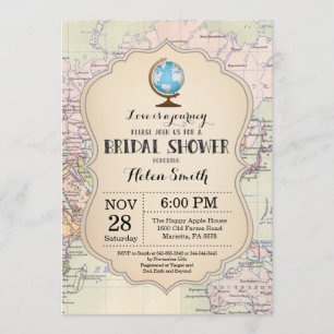 Travel Bridal Shower-uitnodiging Kaart