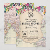 Travel Bridal Shower-uitnodiging Kaart (Voorkant / Achterkant)