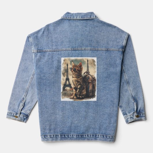 Travel Buddy Cat Denim Jacket (Achterkant)