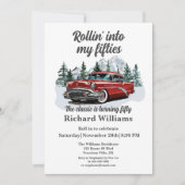 Travel Classic Retro Car Rolling 50e verjaardag Kaart (Voorkant)