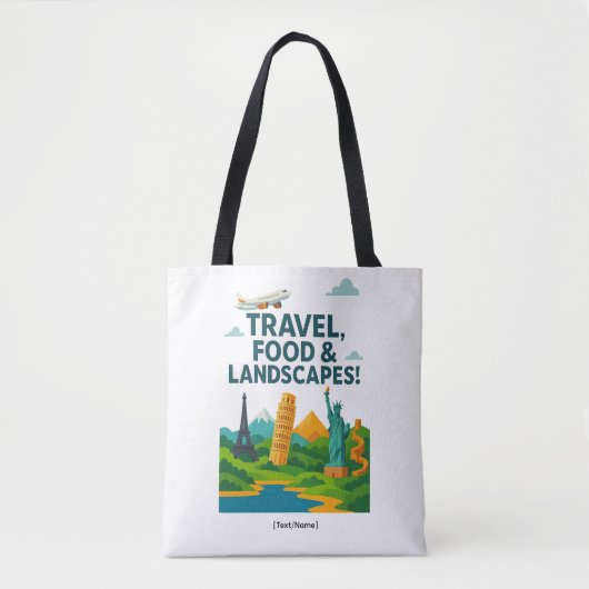 Travel, Food & Landscapes Tote Bag | Add Text/Name (Voorkant)