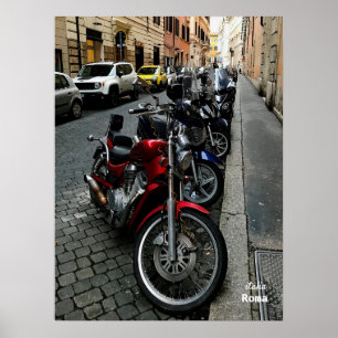 Travel Italië — Rome, geparkeerde motorfietsen Poster