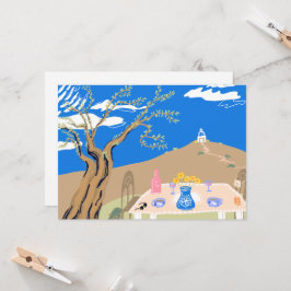 Travel keepsake Greek afternoon olive tree scene