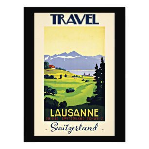 Travel Lausanne, Suisse poster vintage,