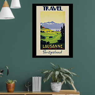 Travel Lausanne, Zwitserse vintage poster