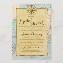 Travel Map Bridal Shower Uitnodiging