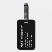 Travel Monogram Sport Witte Golf Ball op Zwart Bagagelabel (Achterkant verticaal)