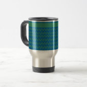 Travel Mug Emerald et Motif géométrique bleu (Devant gauche)