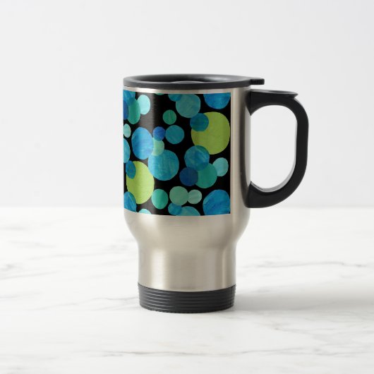 Travel Mug met deksel, Blue Moons Pattern Reisbeker (Rechts)