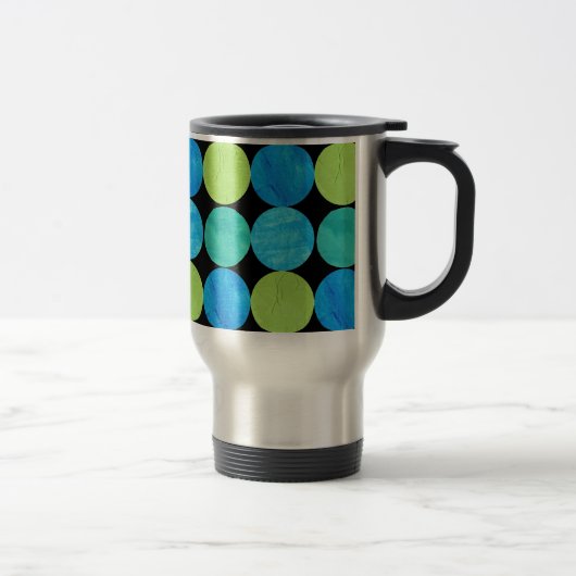 Travel Mug met deksel, Blue Moons Pattern Reisbeker (Rechts)
