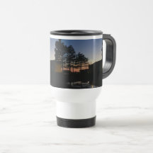 Travel mug met handvat zonnefoto's met pines