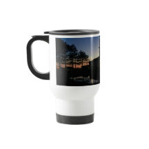 Travel mug met handvat zonnefoto's met pines