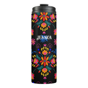 Travel Mug Mexican Floral Folk Art Thermal Tumbler Thermosbeker