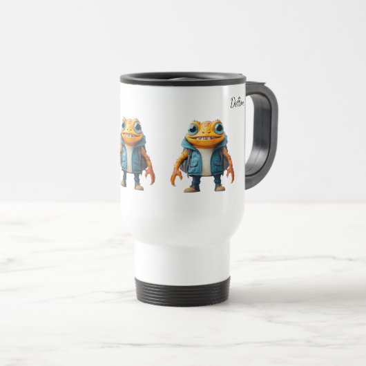 Travel mug with custom name and frog image (Devant droit)