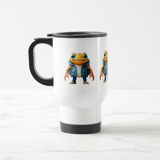 Travel mug with custom name and frog image (Gauche)