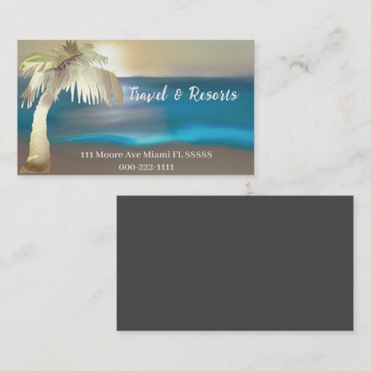 Travel Palm Tree Lumière Cartes de visite d'or (Devant / Derrière)