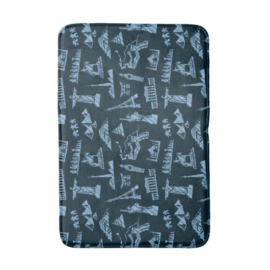 Travel Pattern in Blues Pattern Badmat (Voorkant Verticaal)