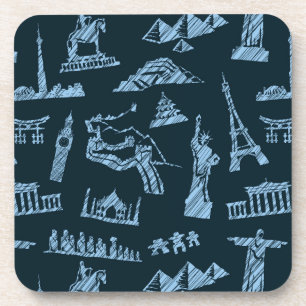Travel Pattern in Blues Pattern Drankjes Onderzetter