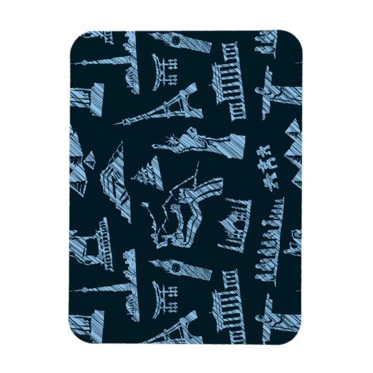Travel Pattern in Blues Pattern Magneet (Verticaal)