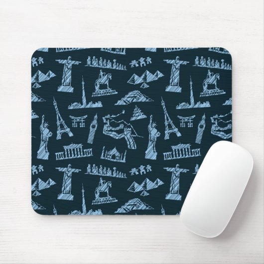 Travel Pattern in Blues Pattern Muismat (Met muis)