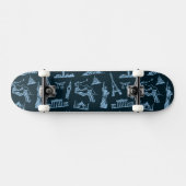 Travel Pattern in Blues Pattern Skateboard (Horizontaal)