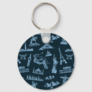 Travel Pattern in Blues Pattern Sleutelhanger