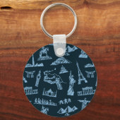 Travel Pattern in Blues Pattern Sleutelhanger (Voorkant)