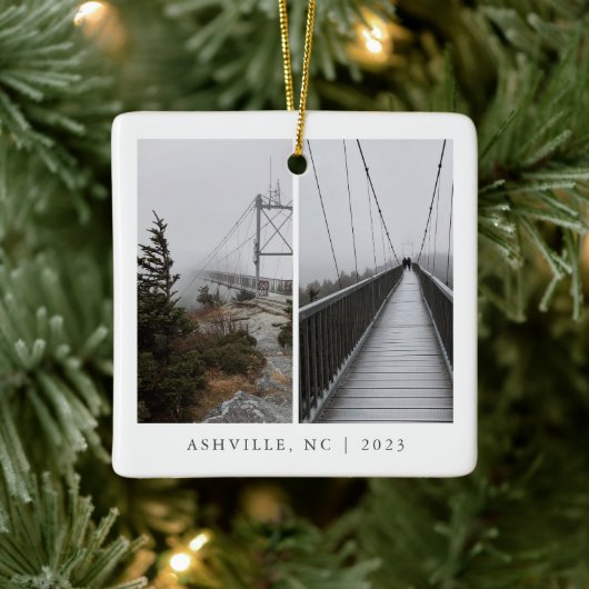 Travel Photo Collage Custom Memory Keepsake Keramisch Ornament (Boom)
