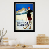 Travel Poster Cortina D' Ampezzo Skiing (Keuken)