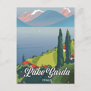 Travel poster Lake Garda Italië Briefkaart