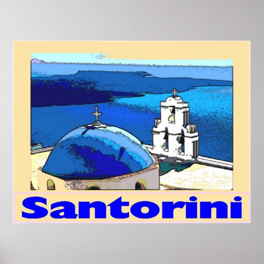Travel Poster Santorini Greese (Voorkant)