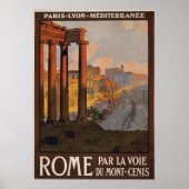 Travel Poster service train Paris Rome Italie (Devant)