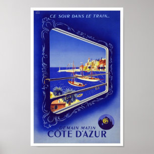 Travel Poster  Train France Cote D'azur