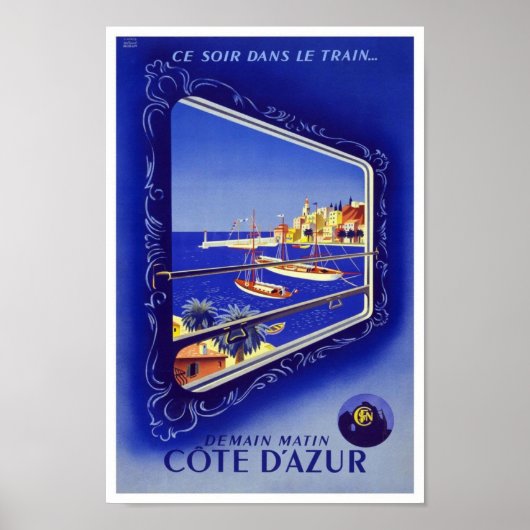Travel Poster Train France Cote D'azur (Voorkant)