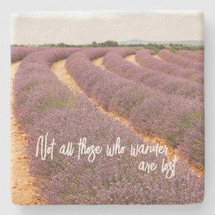Travel Quote Home Decor op Lavendel Foto Stenen Onderzetter