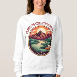 Travel Real Story Tee — No Fake Journeys Badge Trui