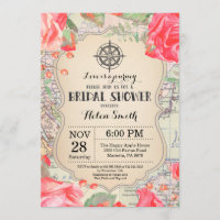 Travel Red Floral Bridal Shower