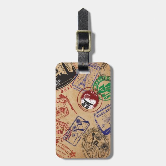 Travel Stamps Bagagelabel (Voorkant verticaal)