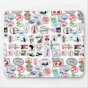 Travel Stamps Patroon Muismat