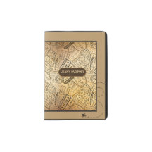 Travel Stamps Seamless Pattern Passport Holder