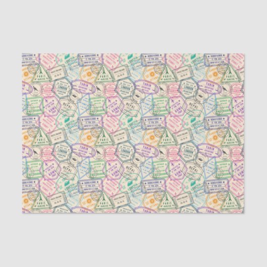 Travel Stamps Tissuepapier (Voorkant)