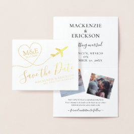 Travel Theme Airplane Monogram Logo sparen de datu Folie Kaarten